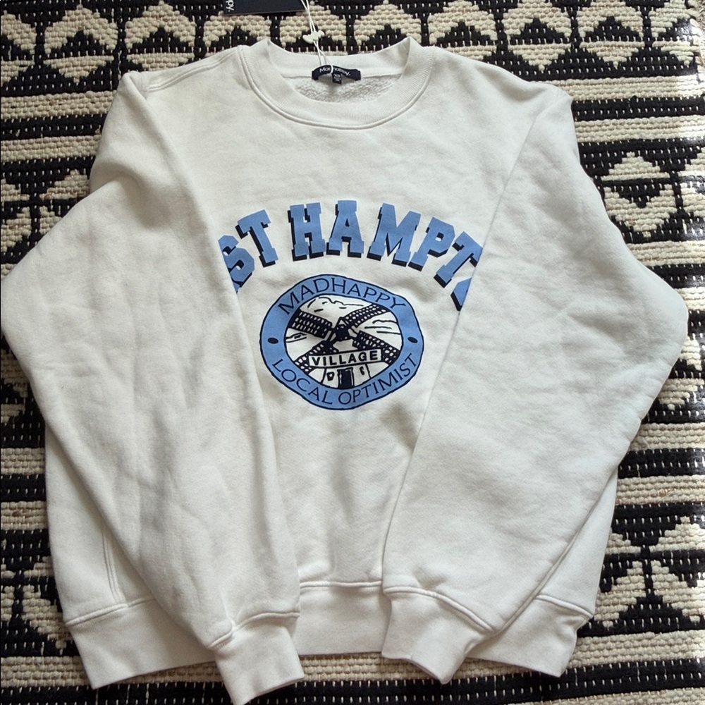 Nwt Madhappy White Crewneck East Hampton Pop Up Crewneck Sweater oversize - Picture 3 of 4